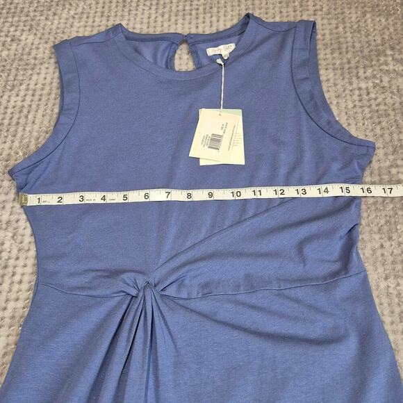 Anthropologie Grey State Kalila Dress Medium Blue Sleeveless Knot Slit Front - Picture 4 of 8